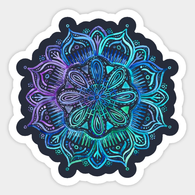 Iridescent Aqua and Purple Watercolor Mandala Sticker by micklyn